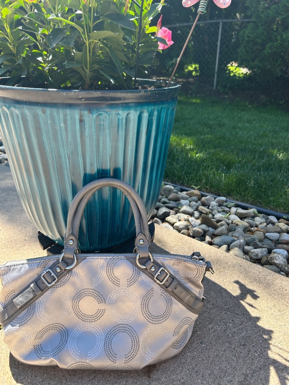 Coach Madison Dotted Satchel in Silver - Picture 2 of 6